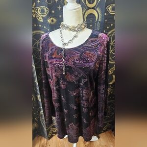 Coldwater Creek Purple Paisley Long Sleeve Top